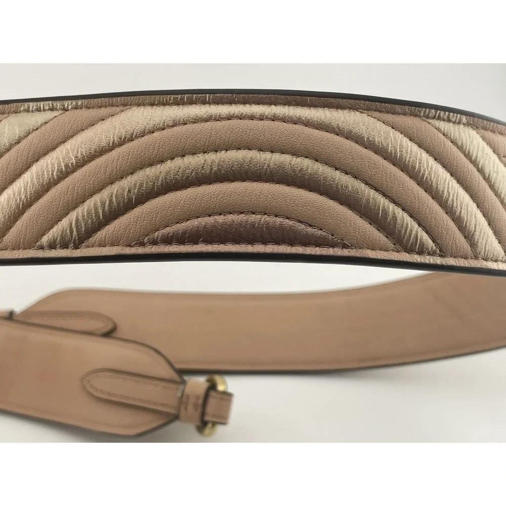 Coach Novelty Strap Quilted Deco Metallic Pink Nude‎ Leather Gold Hardware - Picture 3 of 9